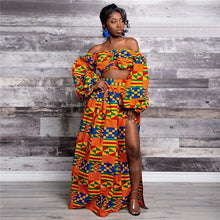 Load image into Gallery viewer, African Dresses for Women Autumn 2-piece Set Lady Full Sleeve Shoulder Off Dashiki Print Split Skirts