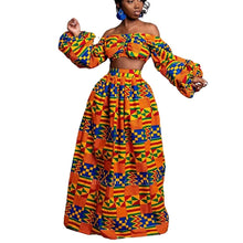 Load image into Gallery viewer, African Dresses for Women Autumn 2-piece Set Lady Full Sleeve Shoulder Off Dashiki Print Split Skirts