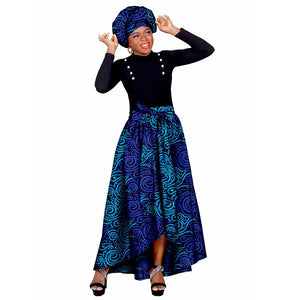 African Ankara Print Skirts for Women Maxi Dashiki Long Skirt Fashion Elegant Elastic Waist