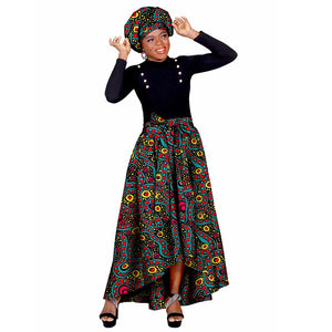 African Ankara Print Skirts for Women Maxi Dashiki Long Skirt Fashion Elegant Elastic Waist