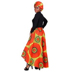 African Ankara Print Skirts for Women Maxi Dashiki Long Skirt Fashion Elegant Elastic Waist