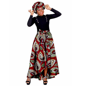 African Ankara Print Skirts for Women Maxi Dashiki Long Skirt Fashion Elegant Elastic Waist