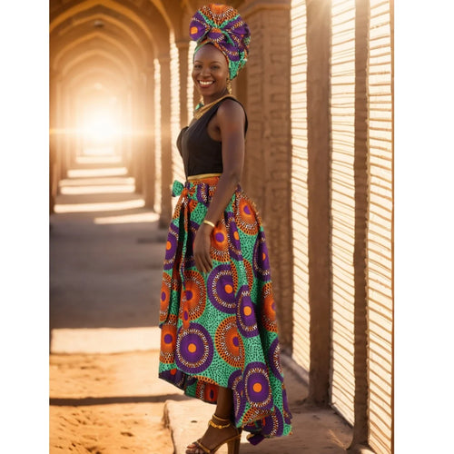 African Ankara Print Skirts for Women Maxi Dashiki Long Skirt Fashion Elegant Elastic Waist