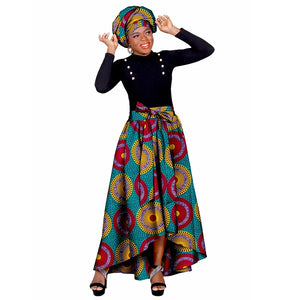 African Ankara Print Skirts for Women Maxi Dashiki Long Skirt Fashion Elegant Elastic Waist