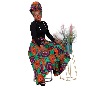 African Ankara Print Skirts for Women Maxi Dashiki Long Skirt Fashion Elegant Elastic Waist