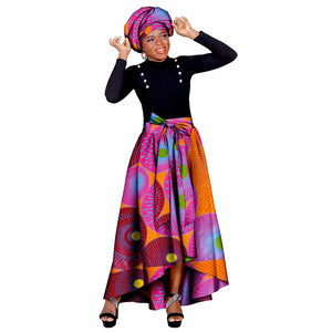 African Ankara Print Skirts for Women Maxi Dashiki Long Skirt Fashion Elegant Elastic Waist