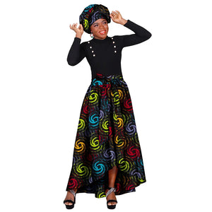 African Ankara Print Skirts for Women Maxi Dashiki Long Skirt Fashion Elegant Elastic Waist