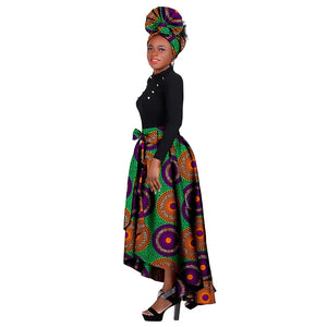 African Ankara Print Skirts for Women Maxi Dashiki Long Skirt Fashion Elegant Elastic Waist