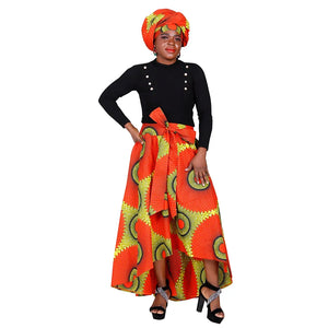 African Ankara Print Skirts for Women Maxi Dashiki Long Skirt Fashion Elegant Elastic Waist