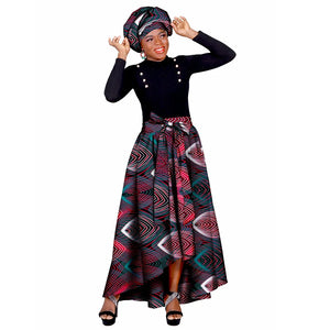 African Ankara Print Skirts for Women Maxi Dashiki Long Skirt Fashion Elegant Elastic Waist