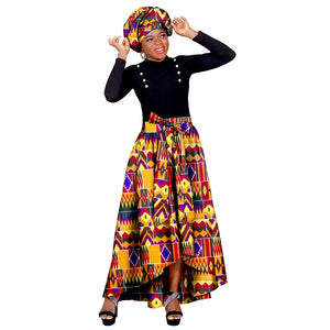 African Ankara Print Skirts for Women Maxi Dashiki Long Skirt Fashion Elegant Elastic Waist